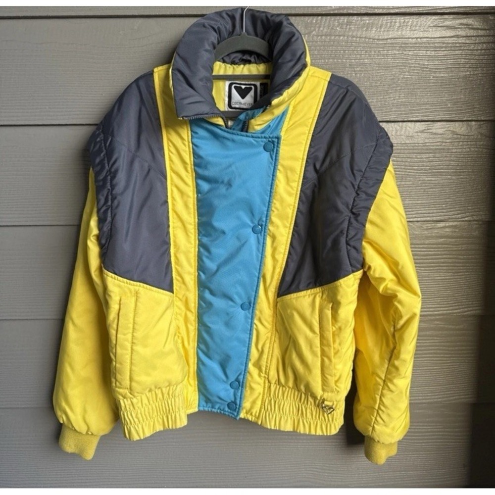 Vintage Obermeyer Puffer Coat Size 12 Retro Colorblock Outdoor Snow Ski 80s‎